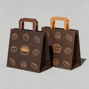Recyclable Kraft Bag with Reinforced Flat Rope Handle, Reusable Apparel and Gift Packaging