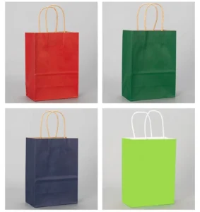 Recyclable Kraft Paper Bag with Custom Logo, Leakproof Bottom, Handles, for Coffee and Tea Takeaway Packaging