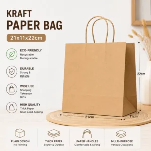 Recyclable Kraft Paper Bags, Reusable Moisture-Proof Grocery Bread Biscuit Packaging, Custom Weight