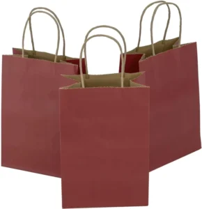 Recyclable Kraft Paper Bags with Handles, Gravure Printing, White/Brown, for Restaurants, Gifts, and Drinks