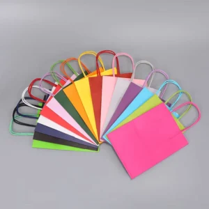 Recyclable Kraft Paper Food Shopping Takeaway Bag with Handle