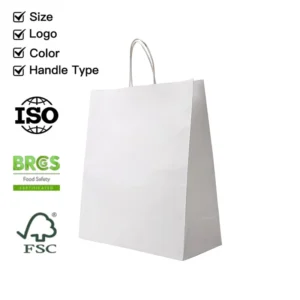 Recyclable Kraft Paper Food and Beverage Takeaway Bags with Sturdy Handles