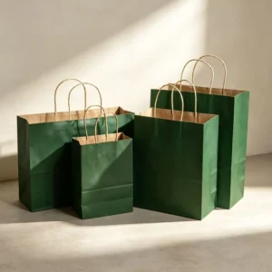 Recyclable Kraft Paper Shopping Bags with Paper Handles and Custom Logo