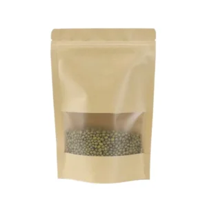 Recyclable Kraft Paper Stand-Up Bag with Window, Gravure Printing, BOPP, and Resealable Closure for Tea, Dried Fruit, Nuts, and Snacks