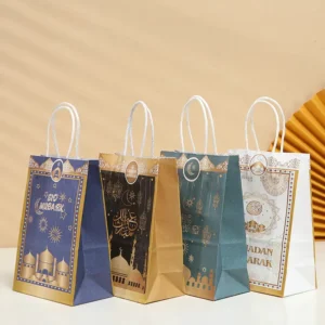 Recyclable Kraft Paper Takeaway Bag with Twisted Handle for Coffee, Milk Tea, and Supermarket Use