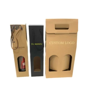 Recyclable Kraft Paper Wine Box Folder with Hot Stamping and Black Gold Printing for Whisky, Vodka, and Soda