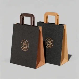 Recyclable Kraft Tote Bag Comfortable Flat Rope Handle Custom Logo for Boutique Merchandise Packing
