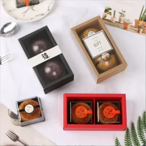 Recyclable Paper Container with Insert for Bakery Macarons and Candy Storage