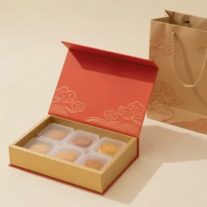 Recyclable Paper Magnetic Closure Mooncake and Sushi Gift Box with Plastic Tray, Custom Printing