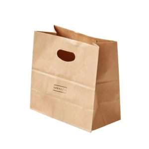 Recyclable Paper Takeaway Food Bag With Handle Paper Beverage Bag Custom Logo