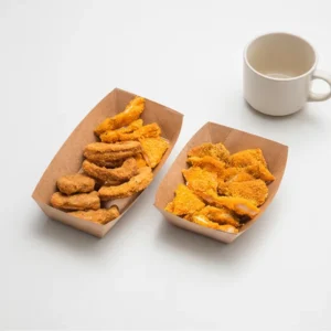 Recyclable Printed Kraft Paper Boat Tray Container for Fried Chicken