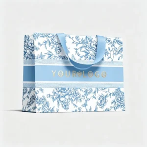 Recyclable Retail Paper Handbag with Embedded Ribbon Handle, 190-230gsm White Card, Custom Embossing