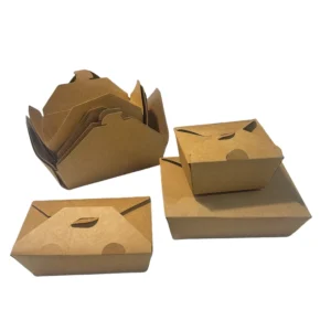 Recyclable Take Out Food Containers Disposable Kraft Paper Food Lunch Box Leak Grease Resistant for Restaurant Catering