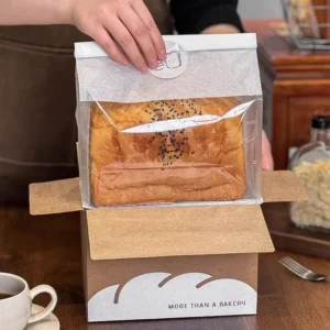 Recyclable Takeaway Bakery Food Container for Sandwiches and Toast, Paper Bread Box