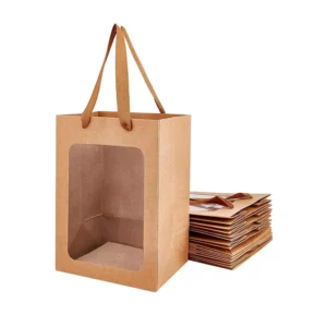Recyclable Transparent PVC Window Kraft Paper Shopping Bag