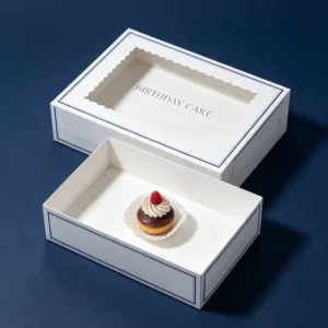 Recyclable White Cardboard Food Box with Lid for Snacks, Cookies and Bakery