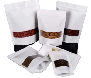 Recyclable White Kraft Paper Doypack Pouch With Window