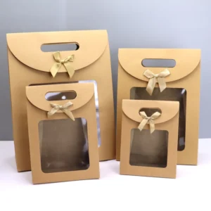 Recyclable White Paper Bags Transparent Windows for Gift Craft Packaging Customizable