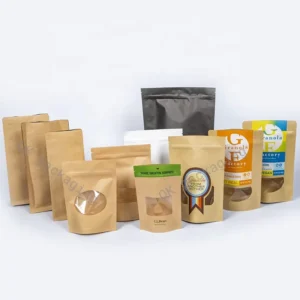Recyclable Zipper Brown Kraft Paper Pouch Stand Up Pouch with Window