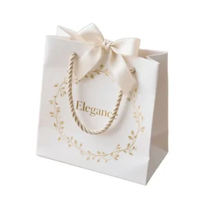Recycled Art Paper Gift Shopping Bags, White, Reusable