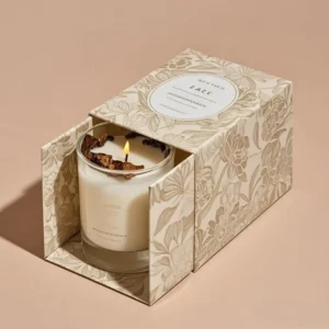 Recycled Black Candle Jar Box with Kraft Paper Cardboard Inserts and Magnetic Closure