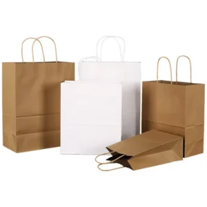 Recycled Brown Kraft Paper Food Takeaway and Gift Bags with Handles