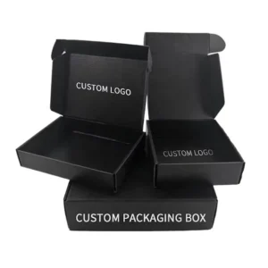 Recycled Corrugated Kraft Mailing Carton Box Black UV Coating Foldable