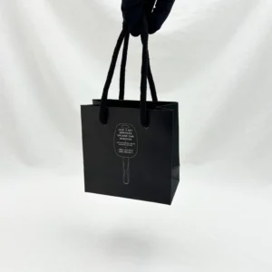 Recycled Custom Black Paper Shopping Bags with Handles and Printed Logo