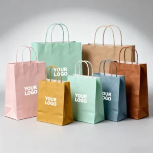 Recycled Custom Logo Printed Grocery Bag Shopping Packaging Brown Kraft Paper Bag With Handles Bolsas De Ppapel