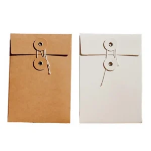 Recycled Custom Printed Brown Kraft Paper Envelope with Button String for Business Documents