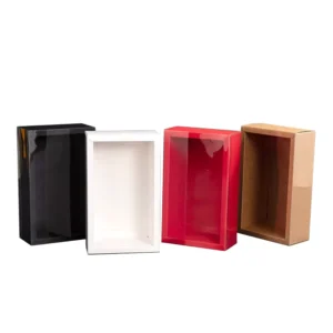 Recycled Foldable White and Brown Kraft Paper Box with Window for Makeup and Perfume Sliding Gift Packaging