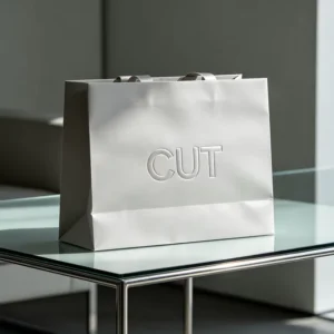 Recycled Ivory White Card Paper Tote Bags with Custom Logo for Gifts, Clothing, and Shopping