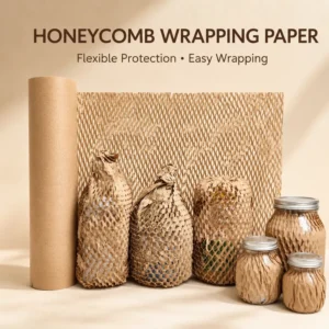 Recycled Kraft Paper Honeycomb Padding, Shockproof Biodegradable Cushioning Fill, Single-Sided Wax-Coated