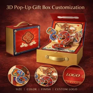 Recycled Material 3D Card Festival Rigid Gift Box with Matte Lamination and Embossing