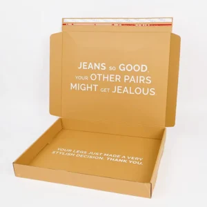 Recycled Materials Clothing Packaging Box, Corrugated Kraft Paper Custom Shipping Box with Tear Strip