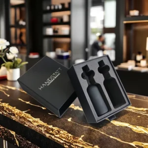 Gerecycled Matte Zwarte Lade Doos EVA Binnenkant voor Cosmetische Essentiële Olie Make-up Tool Verpakking Oogcrème Matt Laminatie