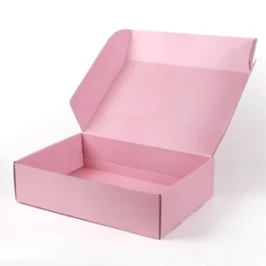 Recycled Pink Folding Lid Mailer Box, Corrugated Paper Carton