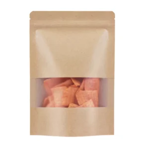 Recycled Recyclable Customized Stand Pouches Coffee Dry Food Packaging Kraft Paper Bags Laminated Translucent Window Gravure