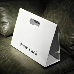Recycled White Card Paper Bag with Die-Cut Flip-Top Handle for Cosmetics