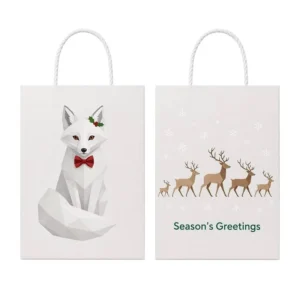 Recycled White Kraft Christmas Paper Tote Bags
