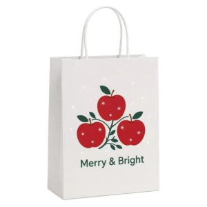 Recycled White Kraft Christmas Tote Bags with Flat Handles