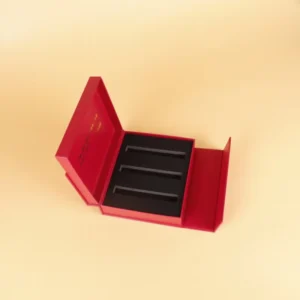 Red Eco-Friendly Rigid Magnetic Gift Box with Glitter Finish for Cosmetics