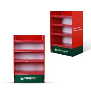 Red Layer Box Style Paper Display Shelf for Product Promotion Packaging