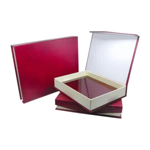 Red Litchi Grain Leatherette Rigid Paperboard Magnetic Gift Box