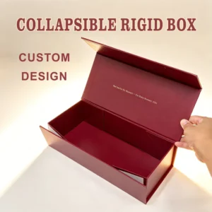 Red Recyclable Collapsible Rigid Magnetic Gift Paper Box with Custom Logo