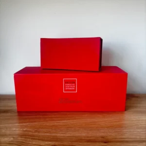 Red Rigid Paper Gift Box with Magnetic Closure and Foil Stamping
