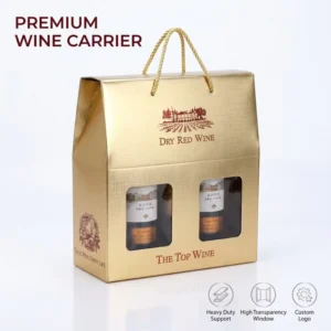 Red Wine Corrugated Paper Packaging Box Embossed Texture 2-Bottle Gift Set Box Hot Stamping