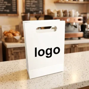 Reinforced Handle White Card Paper Bags Pack, Sturdy Custom Print Gift Bags for Jewelry, Cosmetics, and Retail