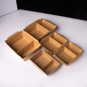 Restaurant Packaging Sushi Pasta Takeaway Box Disposable Waterproof Recyclable Fast Food Container Kraft 2-Compartment Paper