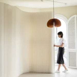 Retractable Accordion Paper Partition Wall Room Divider, Folding Portable Privacy Screen